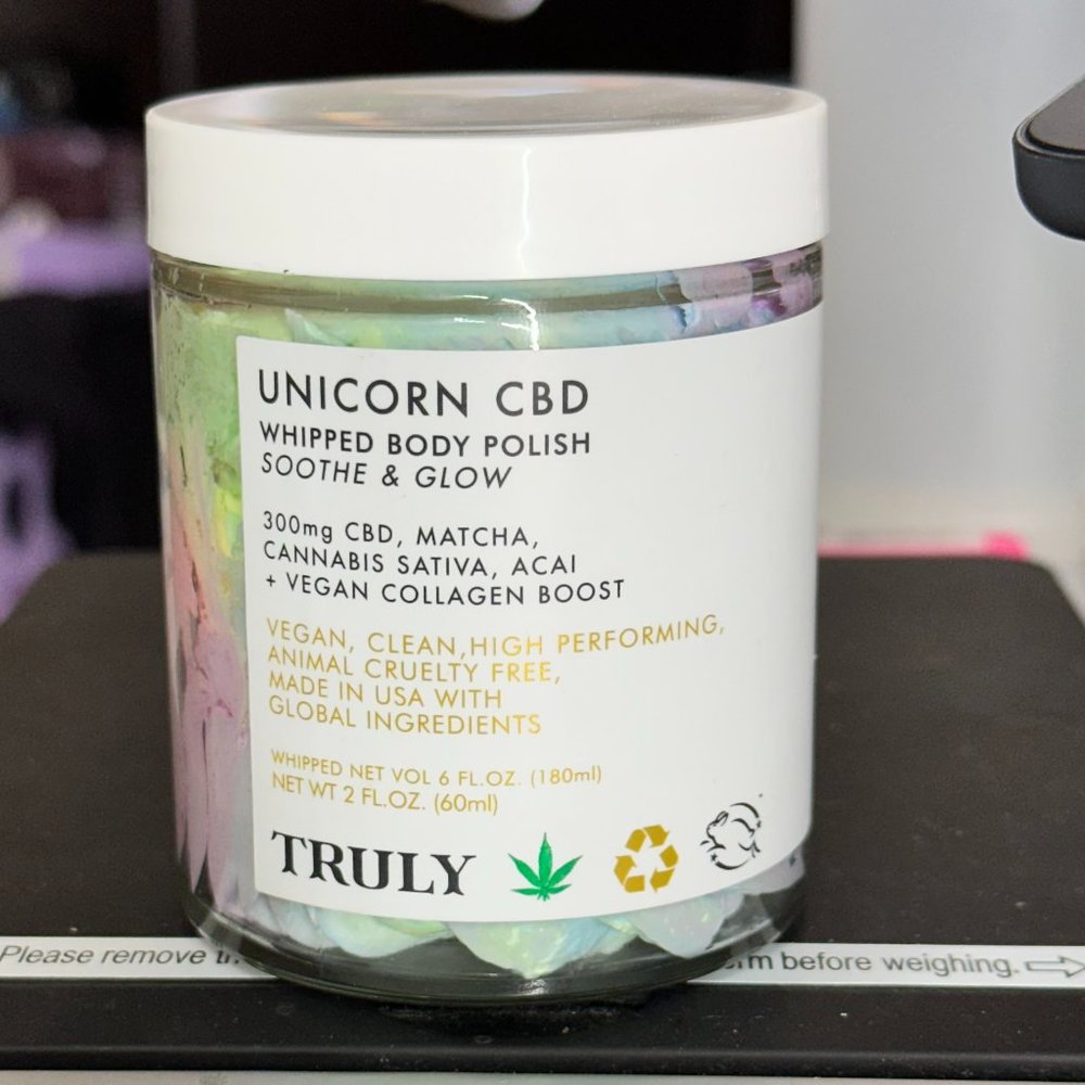 Truly unicorn CBD whipped body polish 2 fl oz Soothe and Glow